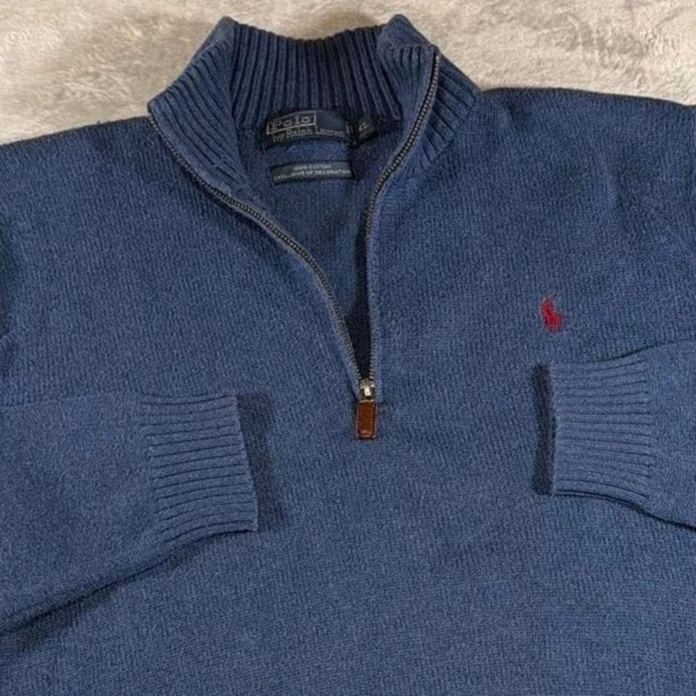 Y2K Vintage Polo Ralph Lauren Quarter Zip‎ Sweater | Blue | XL